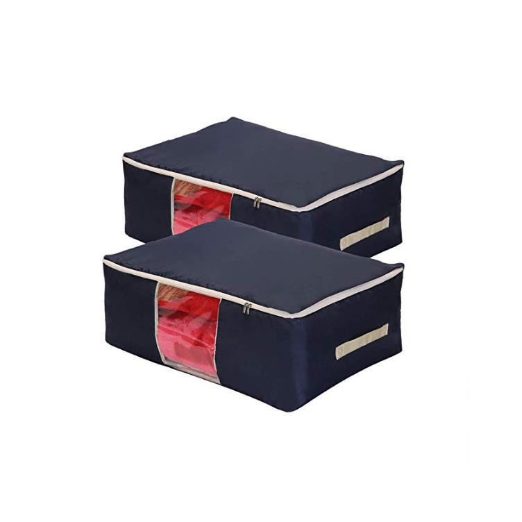 Modern Design Pack 2 Foldable Rectangle Oxford Fabric Storage Organizers Zippers New Arrival Bedding Blankets Quilts Organizer