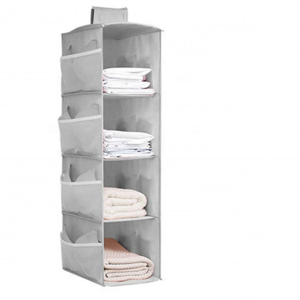 2022 New Arrival Collapsible Hanging Storage Bag 4-Shelf Hanging Closet Storage Organizer with Mesh Pockets