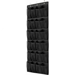 Over The Door Shoe Storage with 24 Large Mesh Pockets Hanging Closet Holder Hanger Storage Rack (Black)