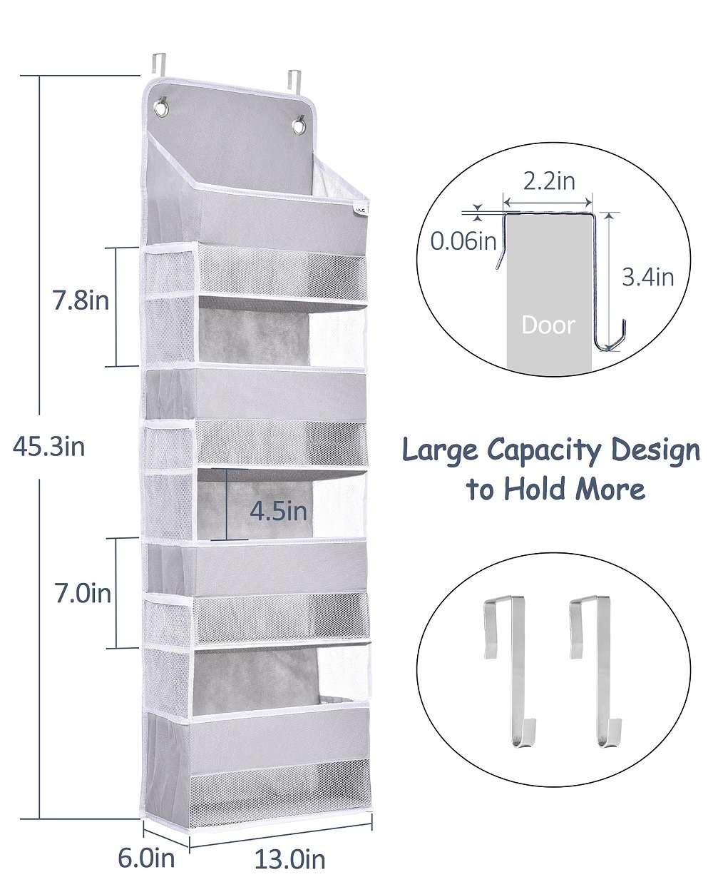 Door Hanging Organizer Closet Cabinet Storage Holder with 4 Large Pockets and 6 Mesh Pockets Storage Bag for CosmeticsToys