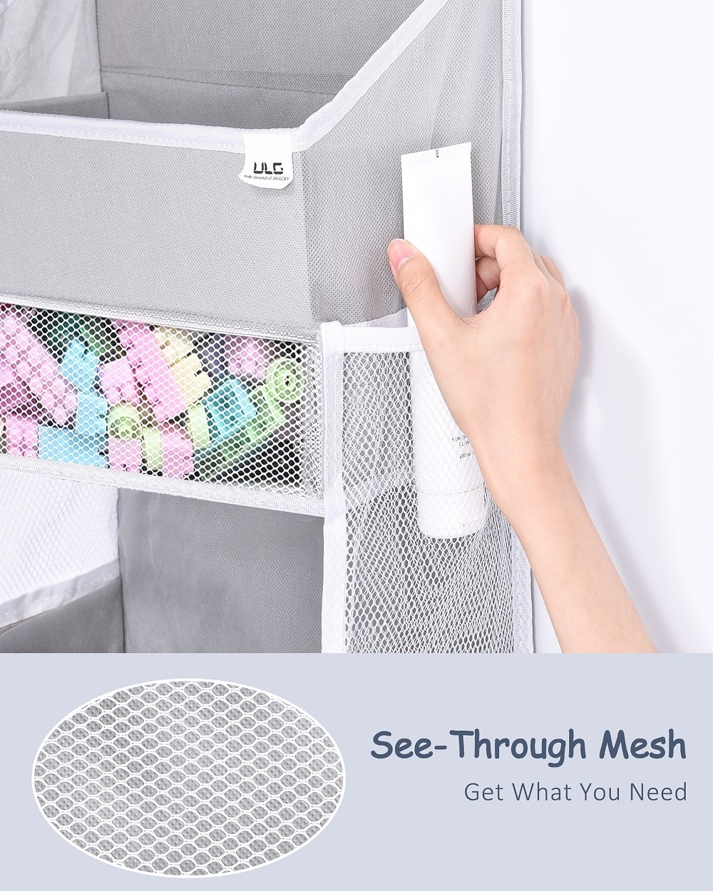 Door Hanging Organizer Closet Cabinet Storage Holder with 4 Large Pockets and 6 Mesh Pockets Storage Bag for CosmeticsToys