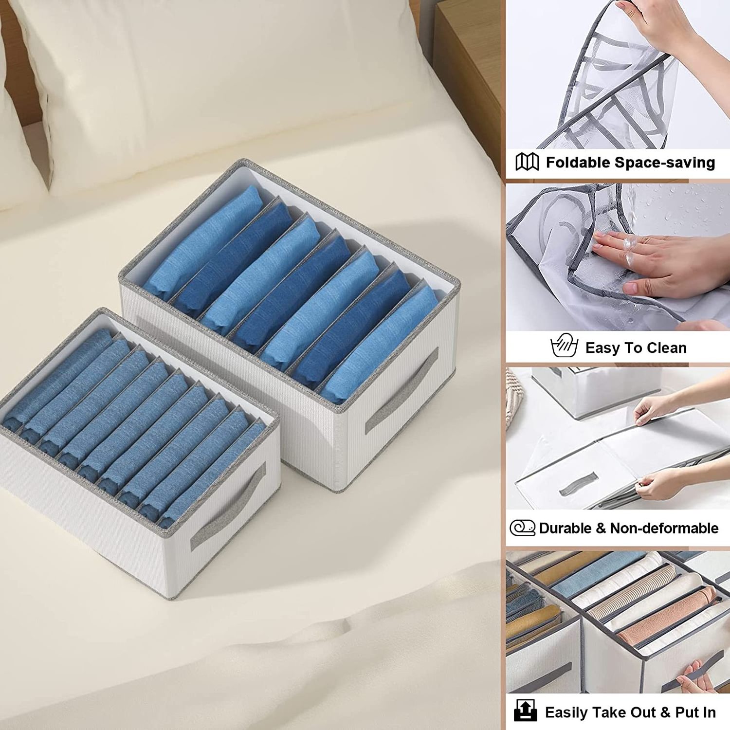 7 Grids Household Items Closet Organizers for Jeans Pants Home Storage Organization Wardrobe Clothes Organizer Storage Box