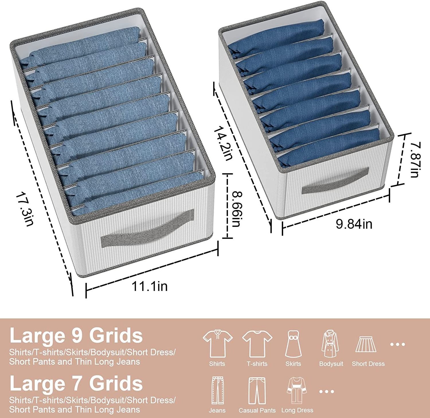 7 Grids Household Items Closet Organizers for Jeans Pants Home Storage Organization Wardrobe Clothes Organizer Storage Box