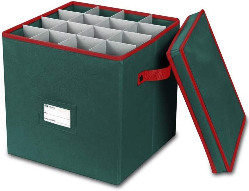 Hot Sale Durable Fabric 4 Layers Fits 64 Foldable Ornaments Balls Organizer Christmas Holiday Ornament Storage Box