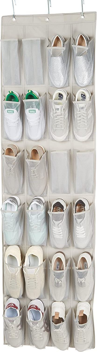 Mesh Home Organization with 24 Pockets & Hooks Household Items Over the Door Shoe Organizers Hanging Closet Organizer