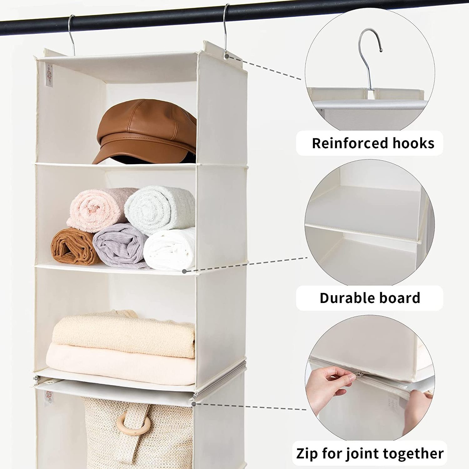 6-Shelf Hanging Closet Shelves Separable to 2 Pack 3-Shelf Closet Organizer for Home Storage & Organization