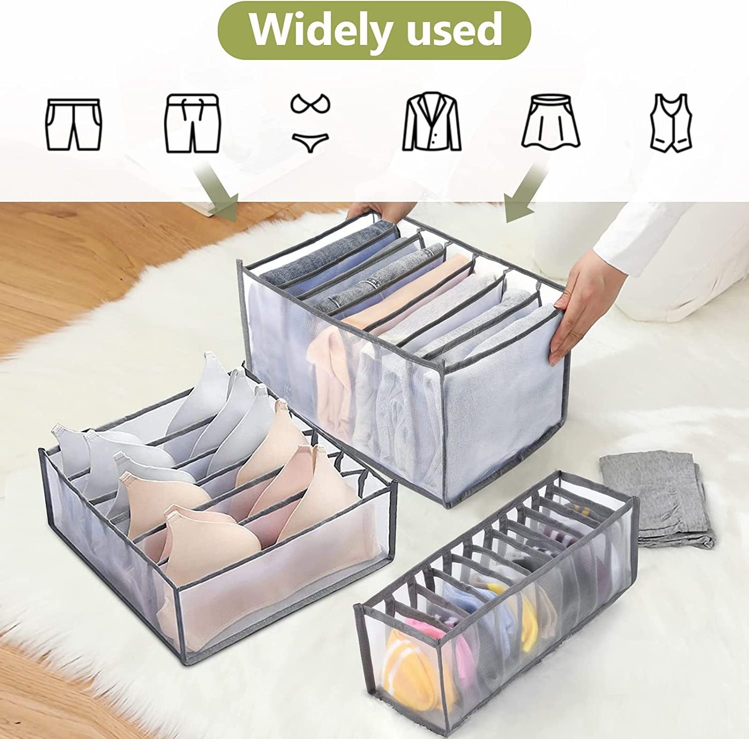 Hot Sale 7 Grids Wardrobe Clothes Organizer Washable Clothes Organization Foldable Household Items Storage Boxes for Bedroom