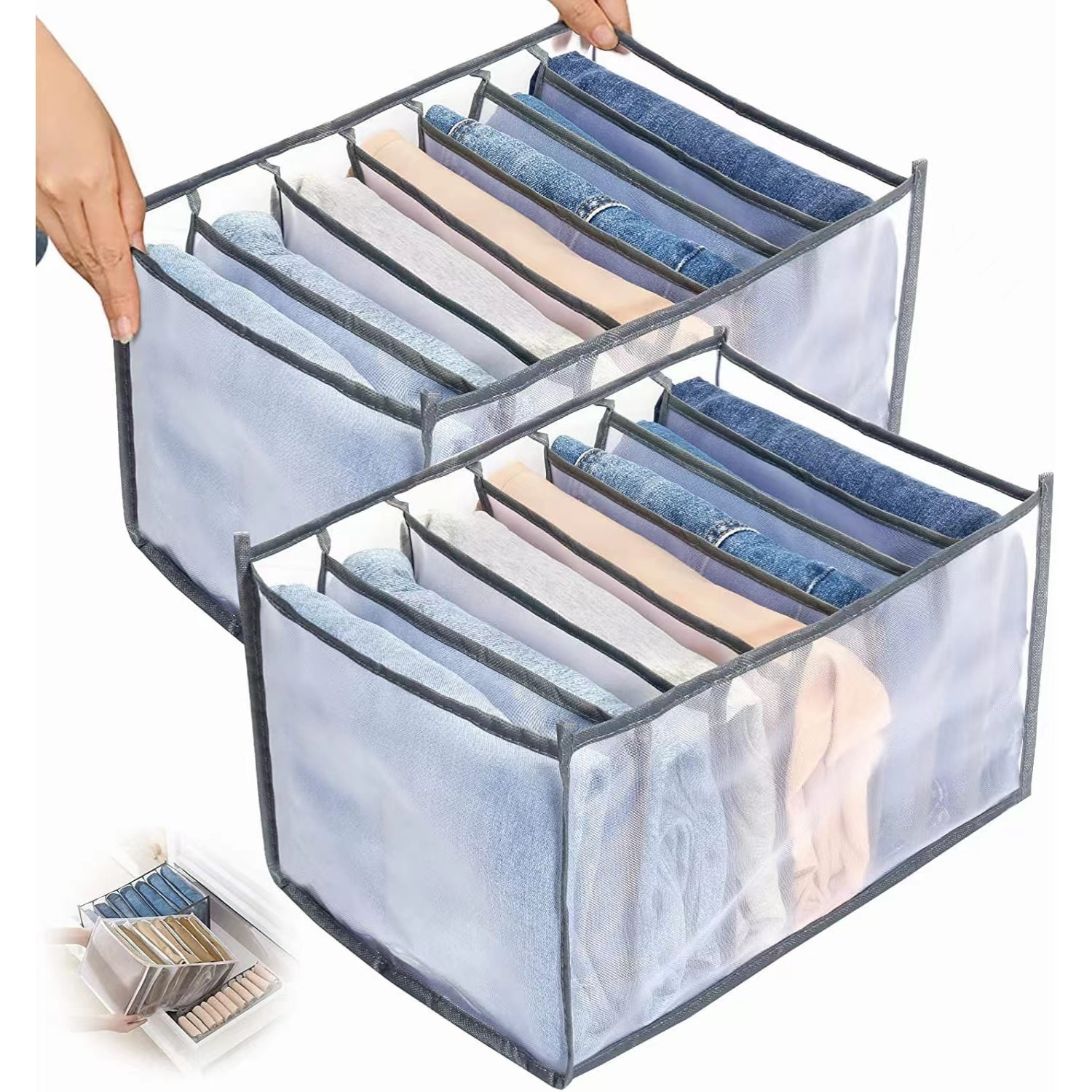 Hot Sale 7 Grids Wardrobe Clothes Organizer Washable Clothes Organization Foldable Household Items Storage Boxes for Bedroom