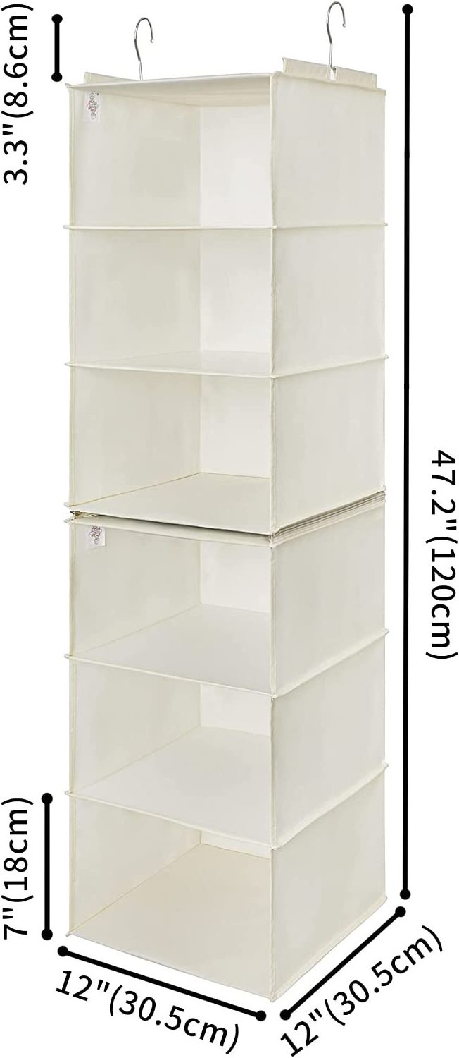 6-Shelf Hanging Closet Shelves Separable to 2 Pack 3-Shelf Closet Organizer for Home Storage & Organization