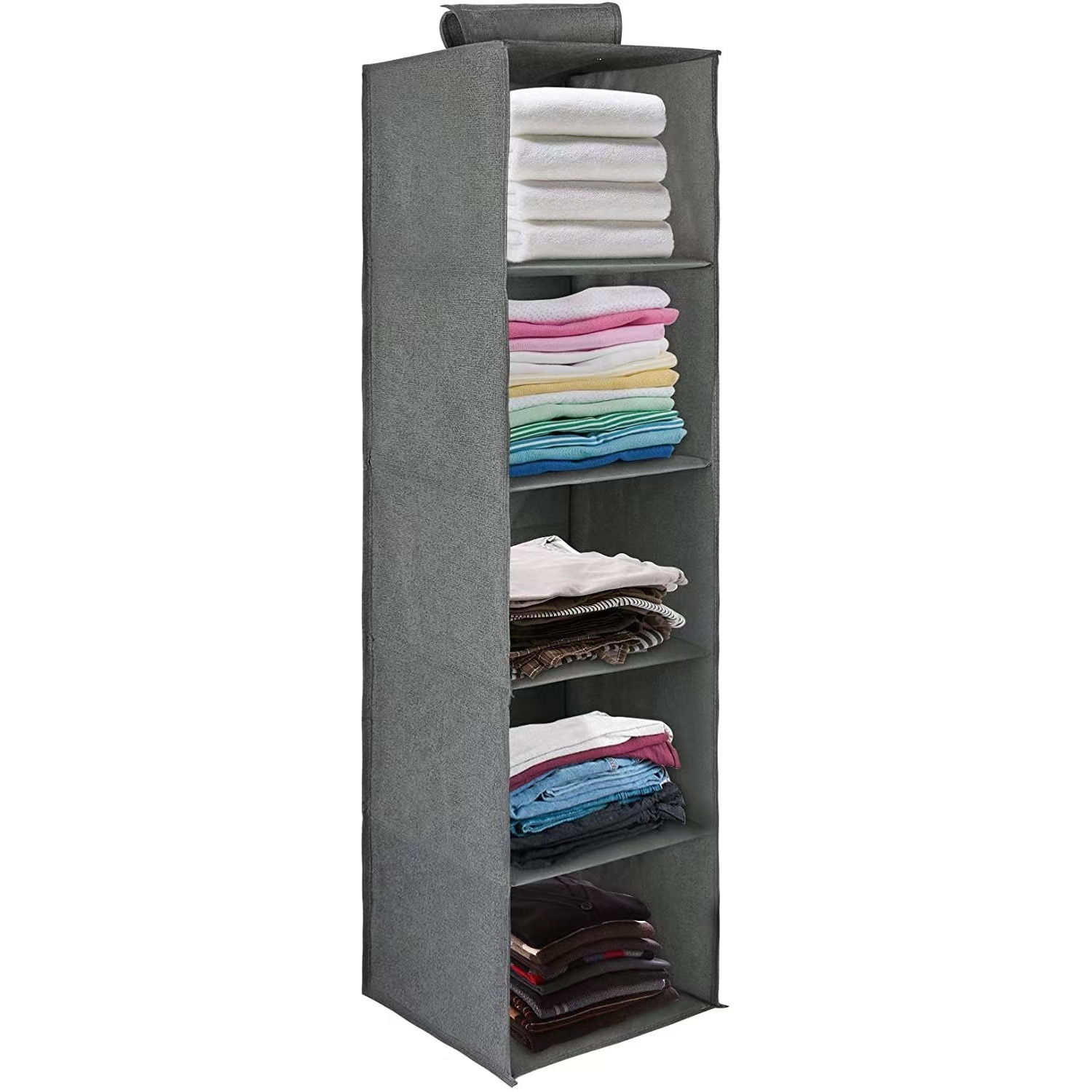 5 Shelves Hanging Closet Organizer, Cloth Collapsible Hanging Storage Rack