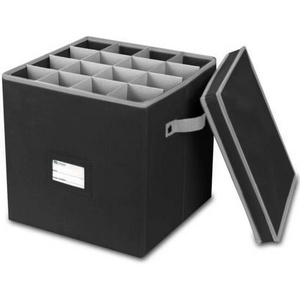 Christmas Ornament Storage Box Organizer, Holiday Decorations Accessories Storage Container with Dividers (Black)