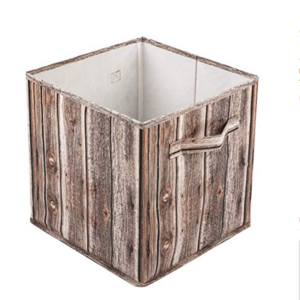 Wood Grain Print Foldable Storage Bins Cubes Baskets with Handles for Home Closet Nursery Drawers Organizer