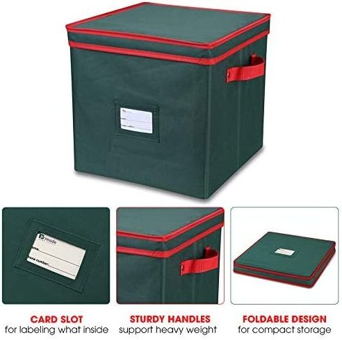 Hot Sale Durable Fabric 4 Layers Fits 64 Foldable Ornaments Balls Organizer Christmas Holiday Ornament Storage Box