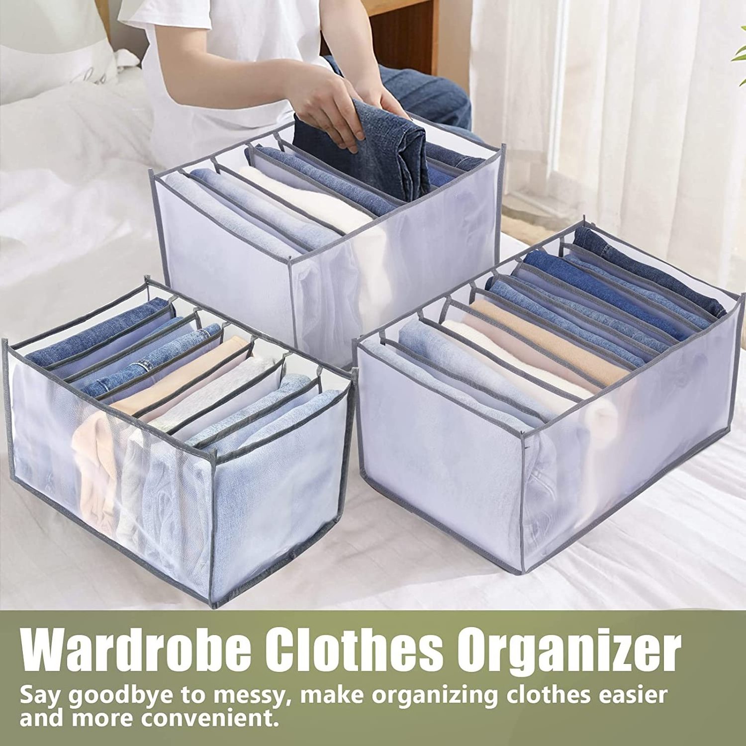 Hot Sale 7 Grids Wardrobe Clothes Organizer Washable Clothes Organization Foldable Household Items Storage Boxes for Bedroom