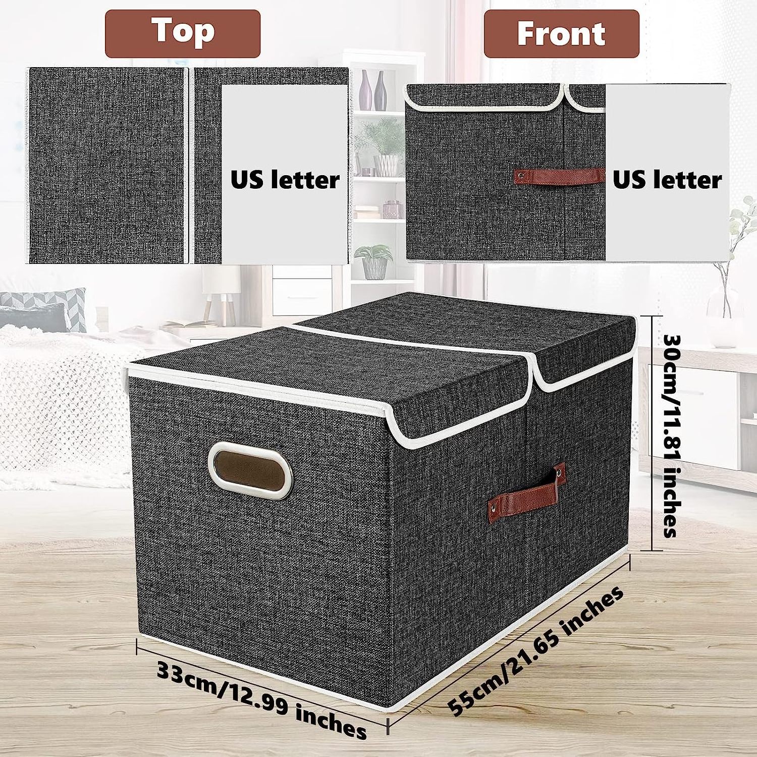 Modern Large Rectangle Cardboard Fabric Basket Cube Collapsible Storage Organizer with Lids for Clothing