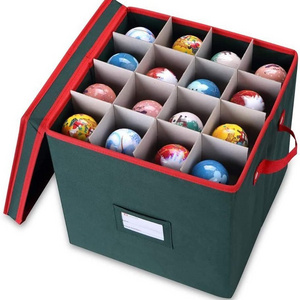 Hot Sale Durable Fabric 4 Layers Fits 64 Foldable Ornaments Balls Organizer Christmas Holiday Ornament Storage Box