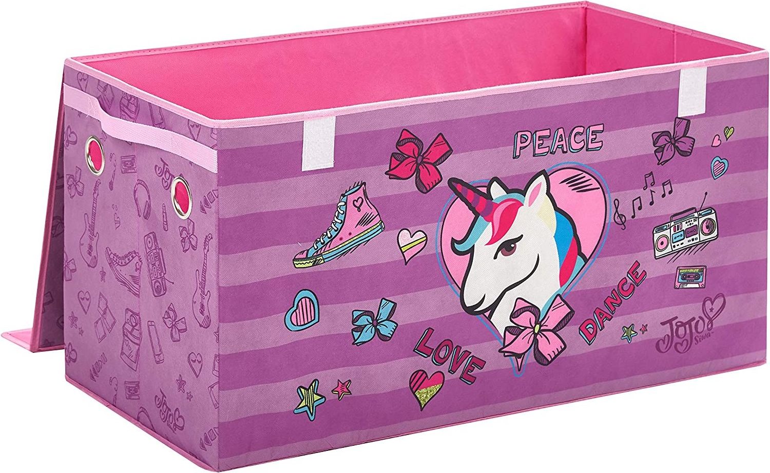 Cute Collapsible Durable Canvas Unicorn Children Toy Storage Trunk Box Organizer for Kids Girls Boys Playroom with Lid