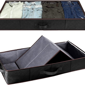 Factory Direct 2 Pack Sturdy Sidewalls and Bottom Clothes Bags Under bed Storage Containers for Clothes