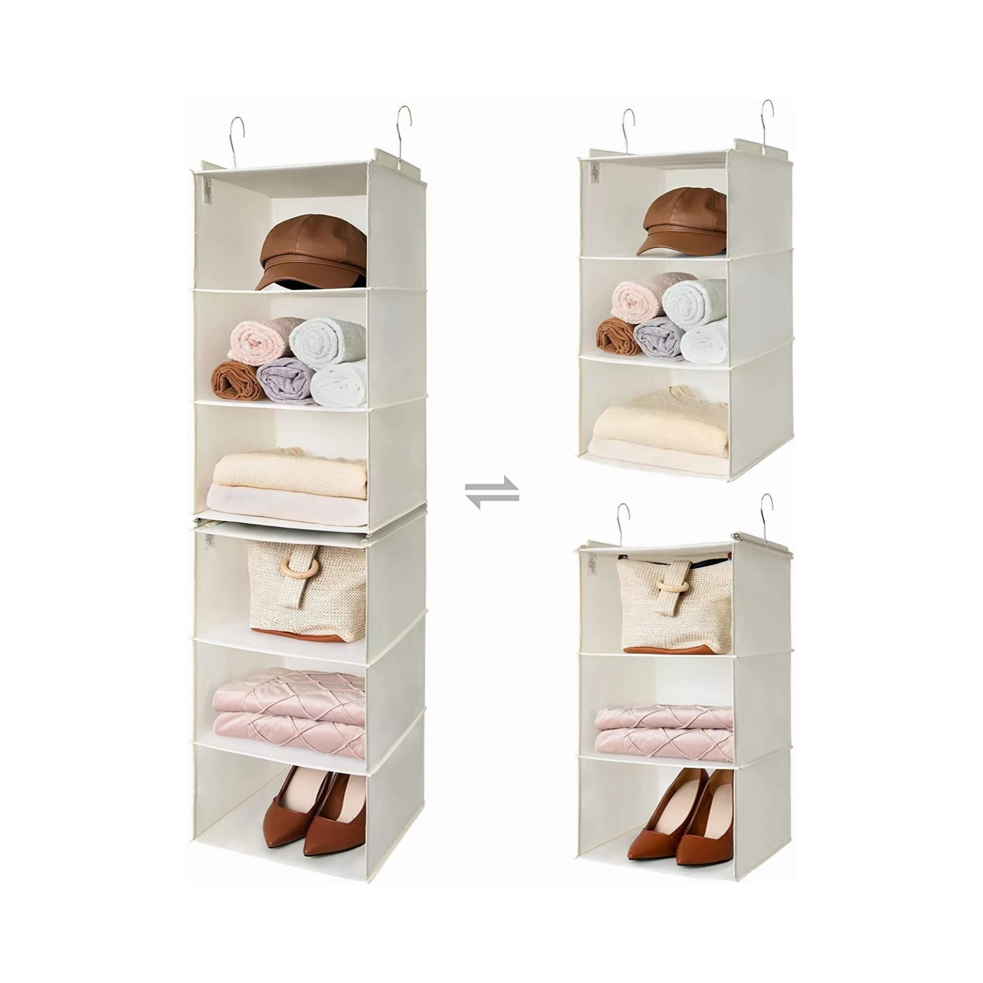 6-Shelf Hanging Closet Shelves Separable to 2 Pack 3-Shelf Closet Organizer for Home Storage & Organization