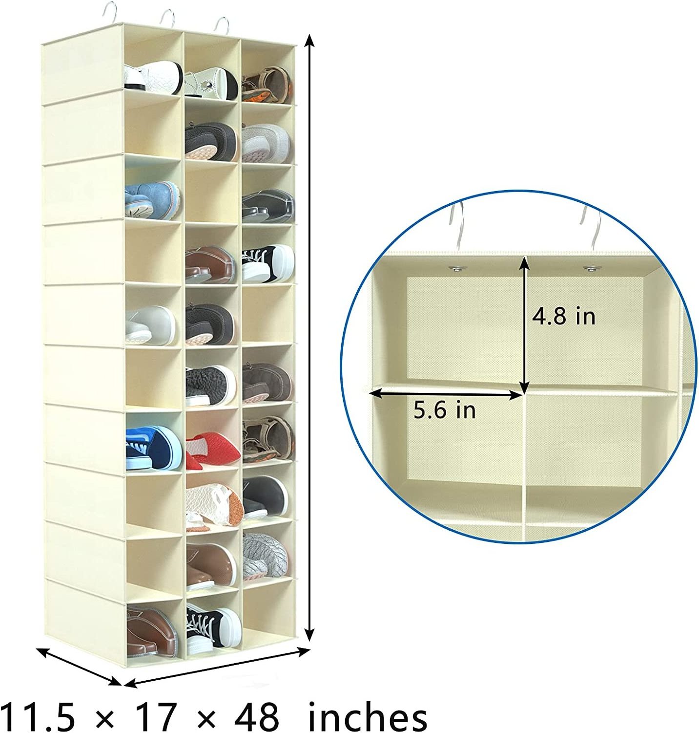 Hot Space Saving Shoe Rack Holder Hanger Storage Organizer Hanging Shoe Shelves with 30 Sections Metal Hooks