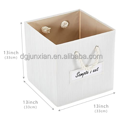 New Trends Cotton Rope Handled Fabric Storage Bins Cube Organizer Collapsible Storage Basket Set of 3 for Home Organization