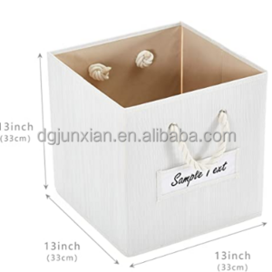 New Trends Cotton Rope Handled Fabric Storage Bins Cube Organizer Collapsible Storage Basket Set of 3 for Home Organization