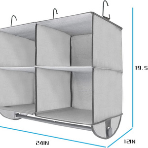 Houseware with Garment Rod and 3 Metal Hooks for Home Storage & Organization Household Items 4-Shelf Hanging Closet Organizer