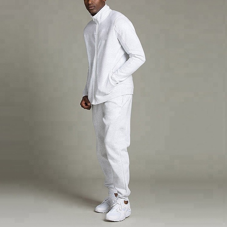 Oem Service Autumn Plain White High Neck Zip Closure Top Latest Design Tracksuit