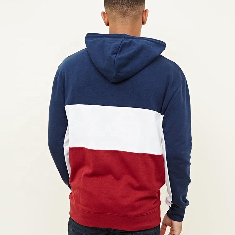 2023 Fashion Men No Logo Multi Color Custom Color Block hoodie manufacturers