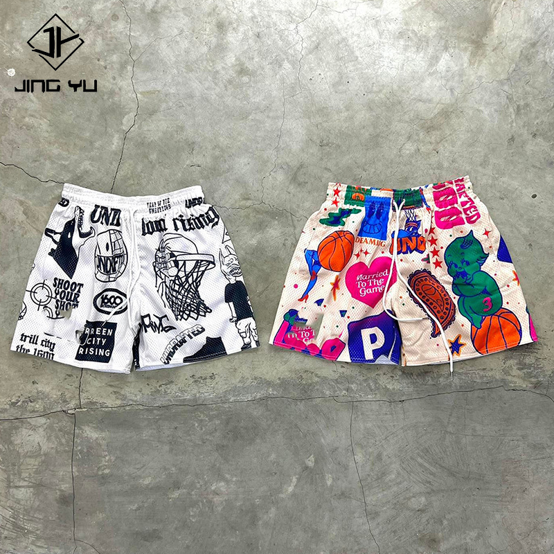 Custom Mesh Men'S Shorts Street Wear Sports Shorts Gym jogger Basketball Double Layer Sublimation 100% Polyester shorts