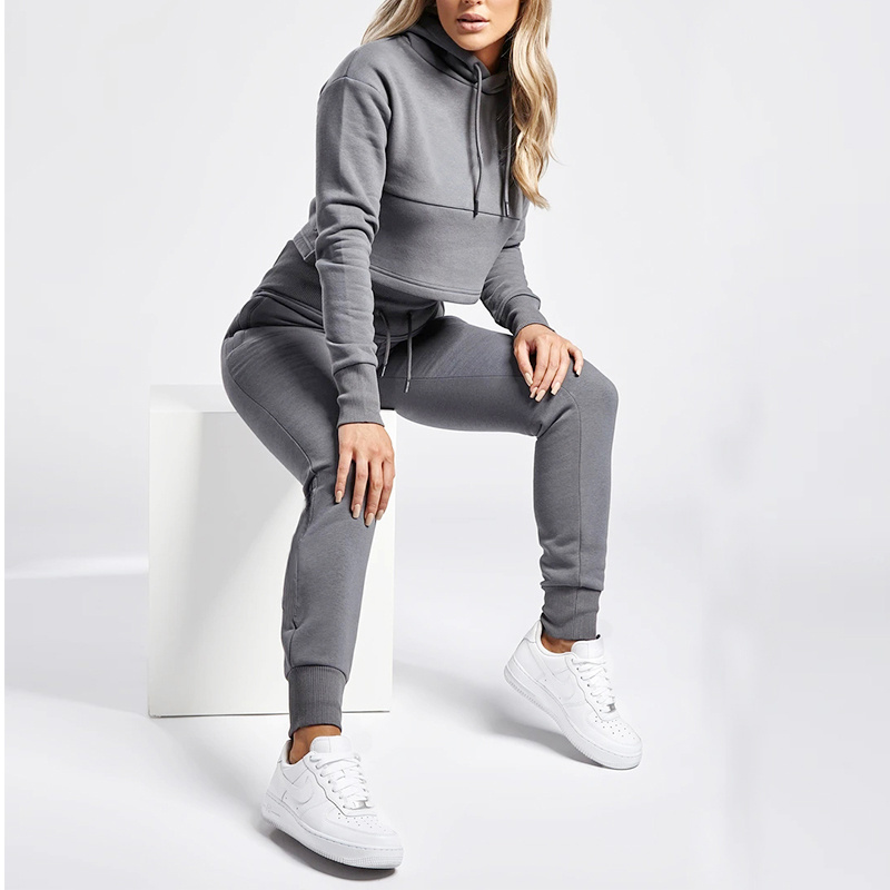 2023 OEM Logo Jogger Jumper Gym Custom Workout Crop Top Woman Sets Women Tracksuit two piece pants set oversize women sweatsuit