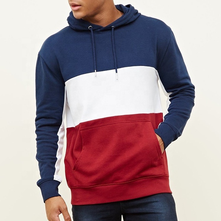 2023 Fashion Men No Logo Multi Color Custom Color Block hoodie manufacturers