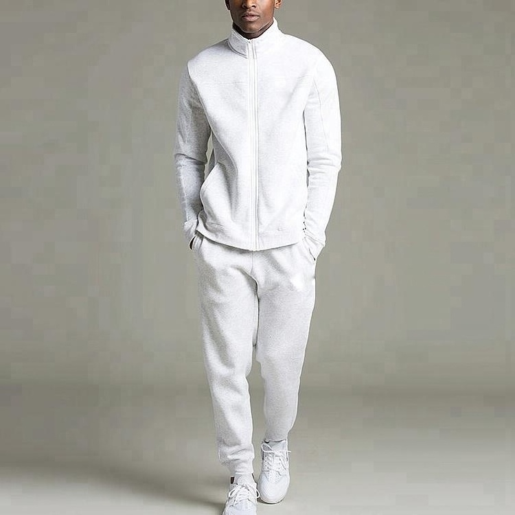 Oem Service Autumn Plain White High Neck Zip Closure Top Latest Design Tracksuit