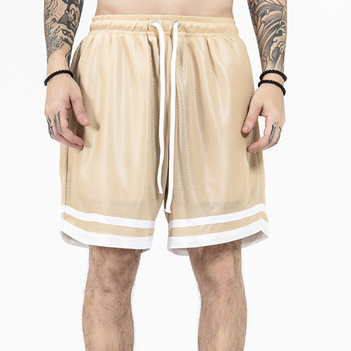 wholesale blank polyester shorts Mesh basketball sports running shorts double layer gym shorts men