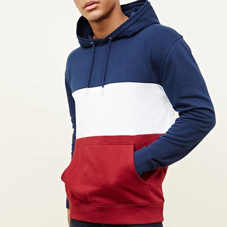 2023 Fashion Men No Logo Multi Color Custom Color Block hoodie manufacturers