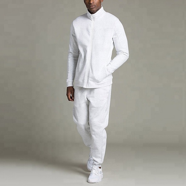 Oem Service Autumn Plain White High Neck Zip Closure Top Latest Design Tracksuit