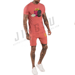 Crew neck custom logo summer printing short and t shirt men slim fit clothing 2023 men's 2 two piece short casual sets for men