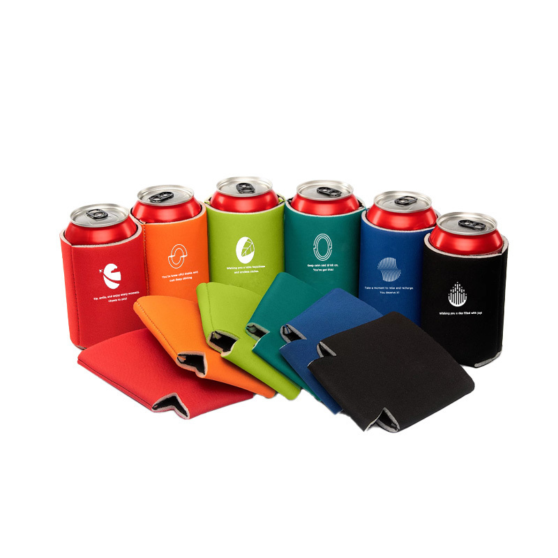 Collapsible Insulated 12oz Can Cooler Beer Bottle  Leather Koozies With Logo Foam Neoprene Custom Logo Printing Can Sleeve