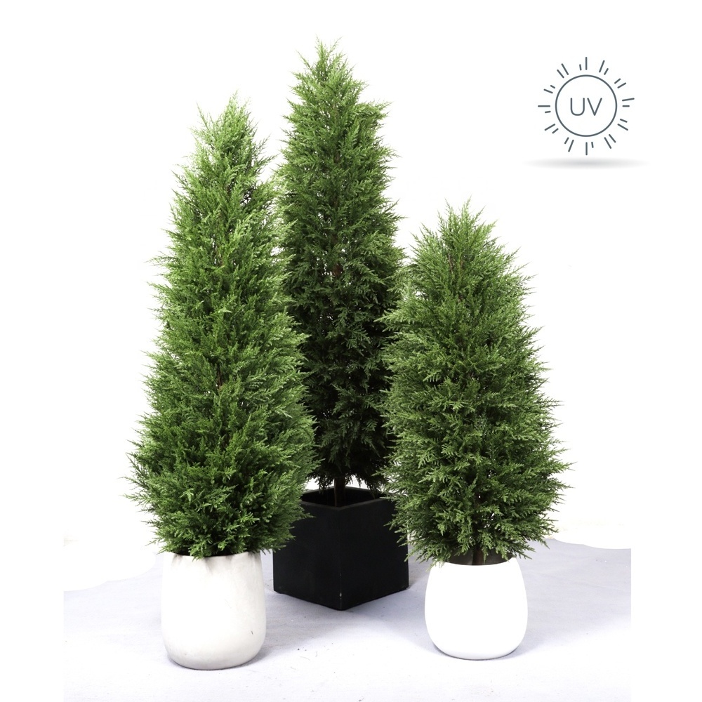 Artificial Cedar Cypress Tree Fake  Pine Plant Faux Boxwood Topiary Greenery Bonsai Plantas Artificiales For Outdoor  Decor