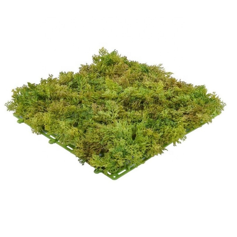 UV Green Fire Retardant Artificial Reindeer Moss Mat 25cm 10 Inches Grass Roll Plants  outdoor Boxwood  Hedge Wall  Decorative