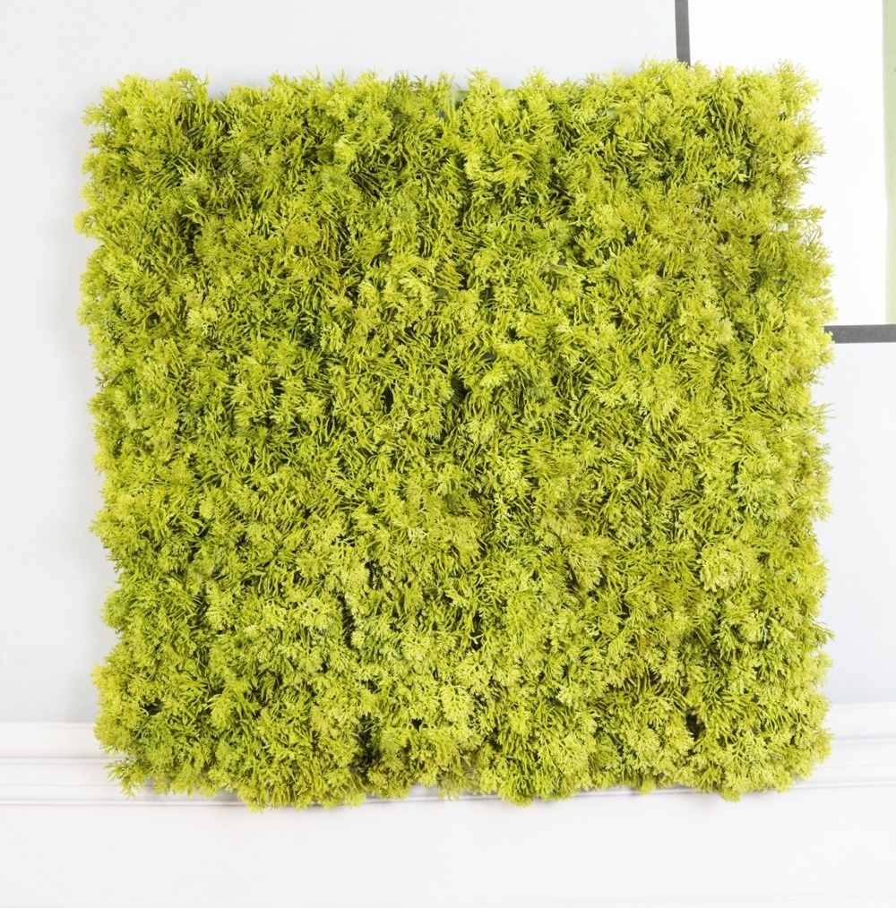 UV Green Fire Retardant Artificial Reindeer Moss Mat 25cm 10 Inches Grass Roll Plants  outdoor Boxwood  Hedge Wall  Decorative