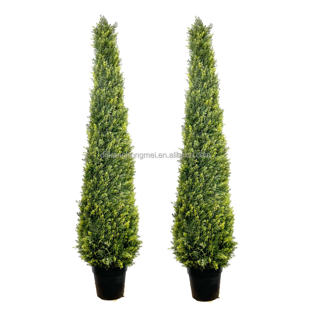 Of home Artificial plants Greenery UV protection Cedar Cone shaped  Trees topiary with pot