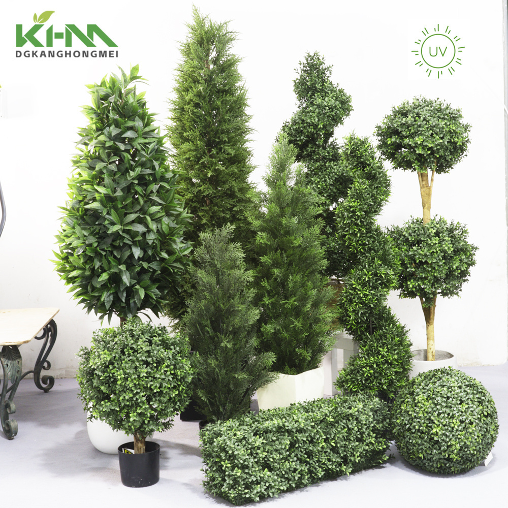 Artificial Cedar Cypress Plants Faux Boxwood Topiary Fake Pine Greenery Trees Plantas Artificiales Outdoor Indoor Decor