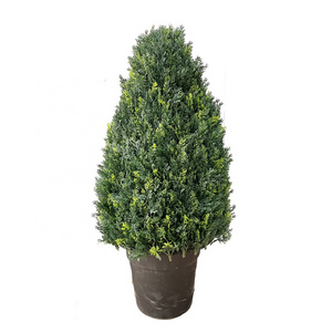 Of home Artificial plants Greenery UV protection Cedar Cone shaped  Trees topiary with pot