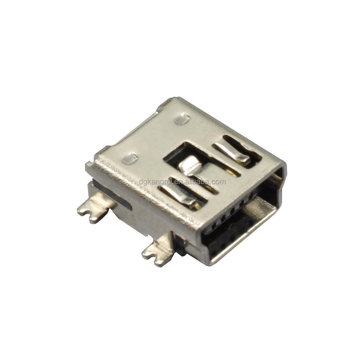 U05S0007R-S Micro Mini USB Adapter 5 Pin SMT Right Angle with Column Shell Flat Mouth Black Copper Shell Connector