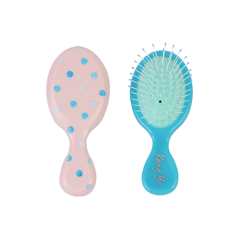 Custom logo Hot Sale Rubber Handle Plastic Cushion Detangler Paddle Mini Hair Brush