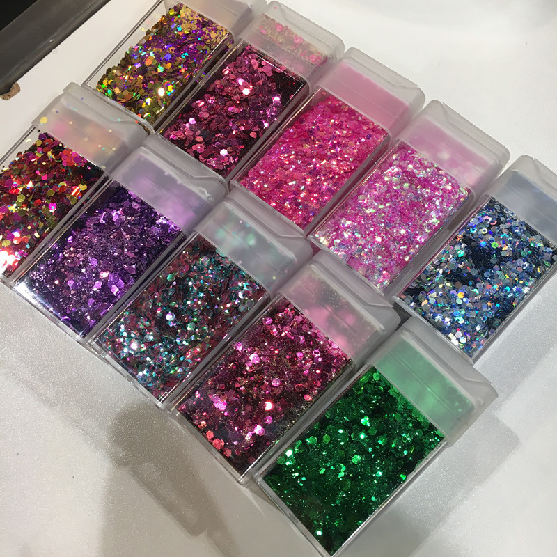 Hot Selling Wholesale Bulk Resin Chunky Mixed Glitter Free Sample For Nail Party Christmas Crafts Decoration