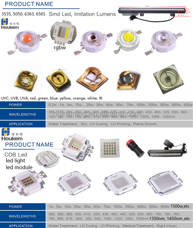 10W 365nm 370nm 375nm 385nm 395nm 405nm 410nm 415nm uv led 10watt high power uv curing led