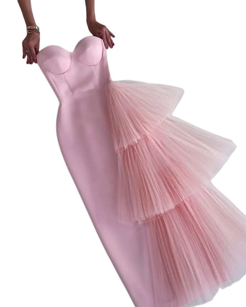 NEW Pink Cape Sleeves Mermaid Beaded Elegant Evening Dresses Luxury Gowns For Women Arabic Party