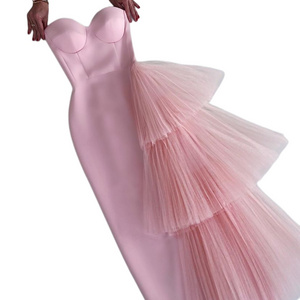 NEW Pink Cape Sleeves Mermaid Beaded Elegant Evening Dresses Luxury Gowns For Women Arabic Party